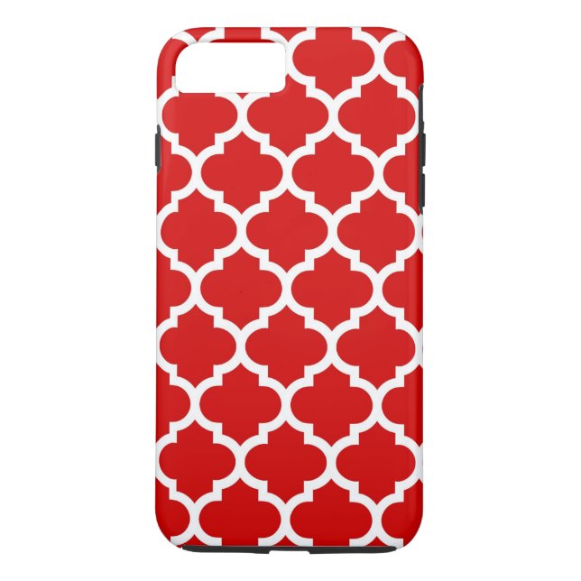 Red White Moroccan Quatrefoil Pattern #5 Case-Mate iPhone Case (Back)