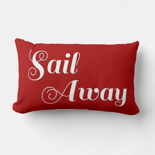 Red White Nautical Sailing Stripes Lumbar Cushion (Front)