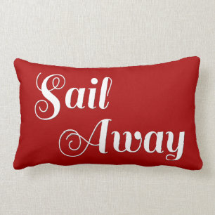 Red White Nautical Sailing Stripes Lumbar Cushion