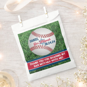 Red, White, Navy Baseball Bar Mitzvah Favour Bags