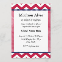 Red White Navy  Blue Chevron Trunk Party Invite