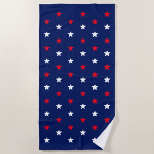 red white navy blue stars american patriotic beach towel