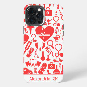 Red & White Nursing Graphics iPhone 13 Pro Max Case