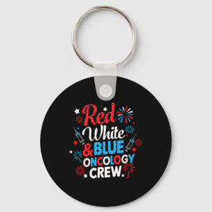 Red White Oncology Crew Firework Patriotic Indepen Key Ring