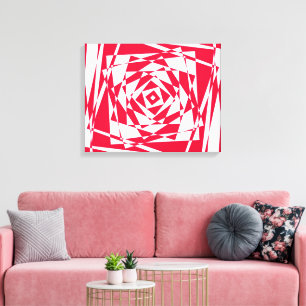 Red & White Optical Illusion Canvas – Modern  Print