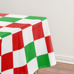 Red White Orange Checkered Pattern Design  Tablecloth