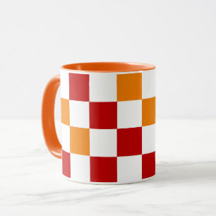 Red White Orange Chequered Pattern Design Mug