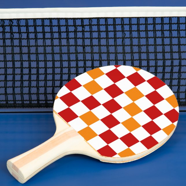 Red White Orange Chequered Pattern Design  Ping Pong Paddle (Insitu)