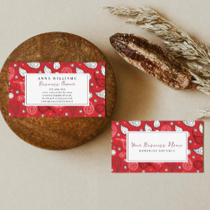 Red & White Paisley Bandana Pattern Personalize Business Card