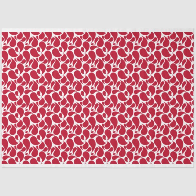 RED & WHITE PAISLEY PATTERNS TISSUE PAPER (Front)