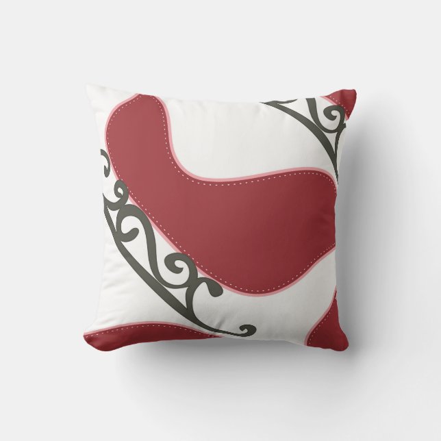 Red/White Pattern Decorative Pillow (Front)