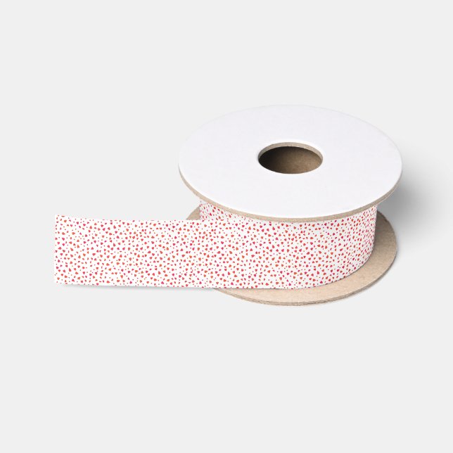 Red White Pattern Hearts Valentine's Day Satin Ribbon (Spool)