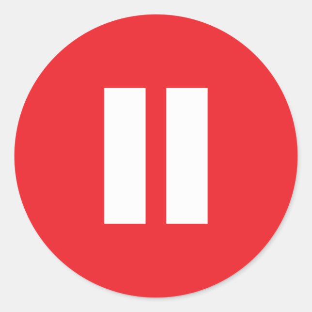 Red & White Pause Button Stickers (Front)
