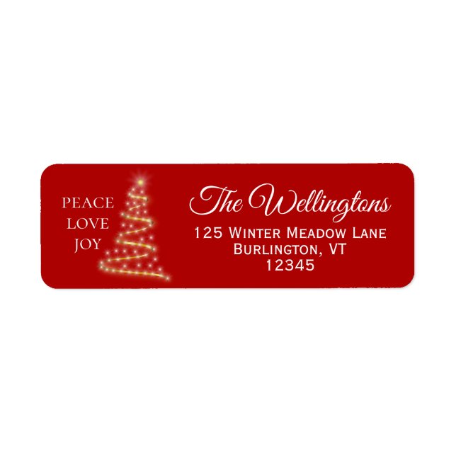 Red White|Peace Love Joy Christmas Return Address (Front)