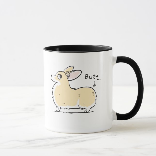 Red/White Pembroke Corgi Butt Mug (Right)