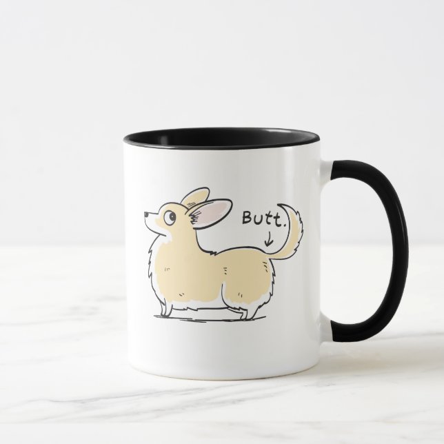 Red/White Pembroke Corgi (w/ Tail) Butt Mug (Right)