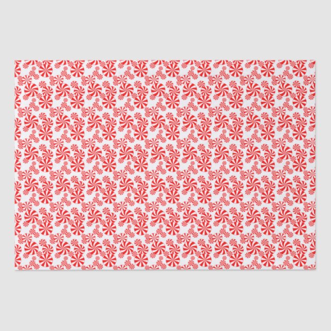 Red White Peppermint Candy Holdiay Pattern Tissue Paper (Front)
