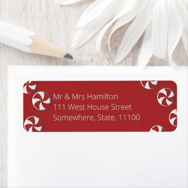 Red & White Peppermint Candy Return Address (Insitu)