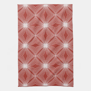 Red White peppermint candy starburst Festive Tea Towel
