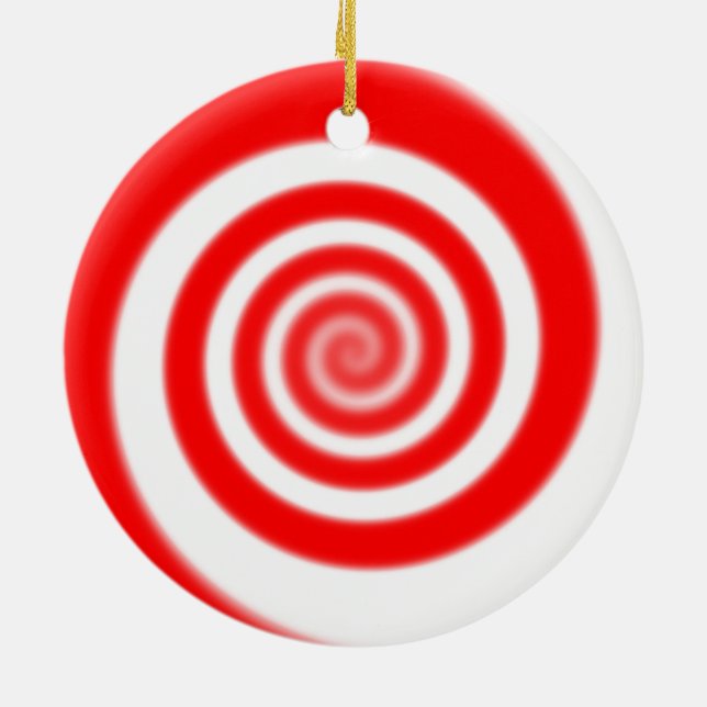 Red & White Peppermint Candy Swirl Ceramic Tree Decoration (Back)
