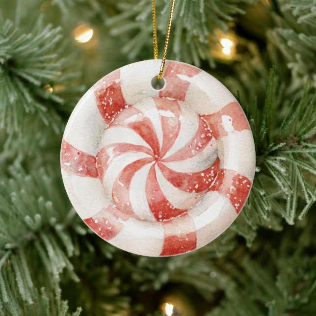 Red White Peppermint Christmas Candy Ceramic Tree Decoration (Tree)