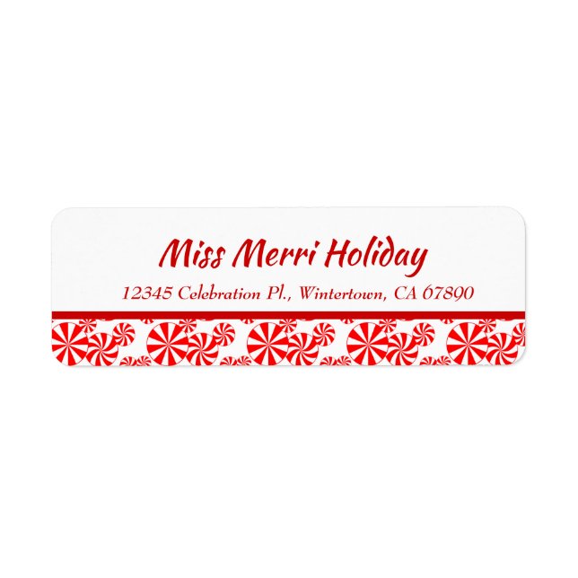 Red White Peppermint Editable Return Address (Front)