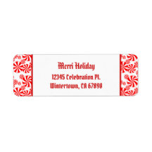 Red White Peppermint Pattern Custom Return Address