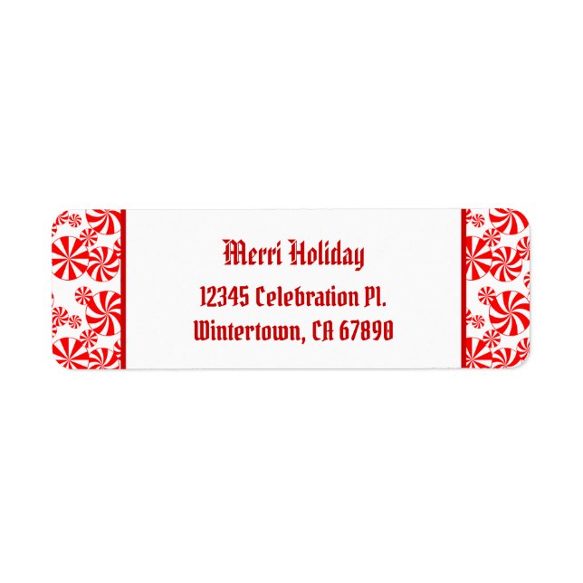 Red White Peppermint Pattern Custom Return Address (Front)