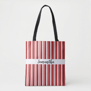 Red White Peppermint Stripe Tote Bag