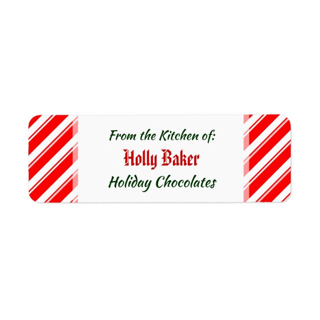 Red White Peppermint Stripes Custom Baking Labels (Front)