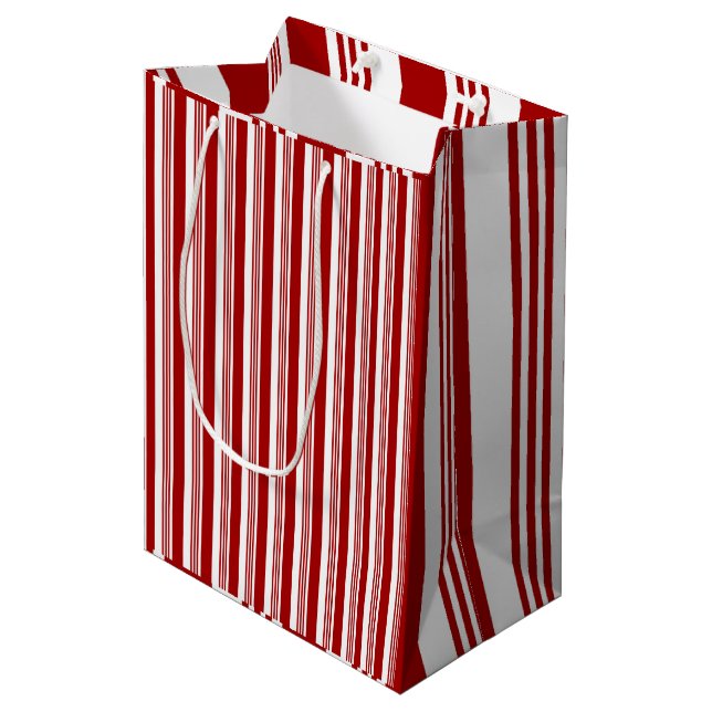 Red White Peppermint Stripes Design Gift Bag (Front Angled)