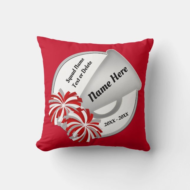 Red, White Personalised Cheerleading Throw Pillows (Front)