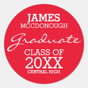 Red & White Personalised Graduation Stickers