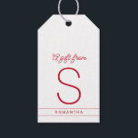 Red White Personalised Modern Name Initial Gift Tags<br><div class="desc">Modern elegant and understated red and white monogram initial gift tags with custom name favour tag in a classic minimal,  professional-looking sans-serif font for a simple and and modern aesthetic,  perfect for Christmas and holiday or Valentine's gifts. Colours are editable with the Design Tool.</div>