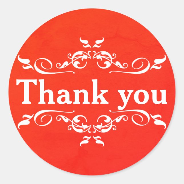 Red & White Personalised Thank You Classic Round S Classic Round Sticker (Front)