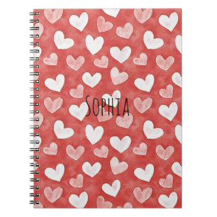 Red White Pink Hearts Notebook