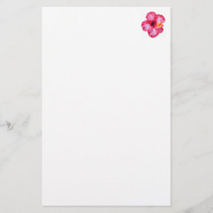 red white pink hibiscus aloha flower stationery