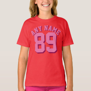 Red White & Pink Kids Sports Jersey Design T-Shirt