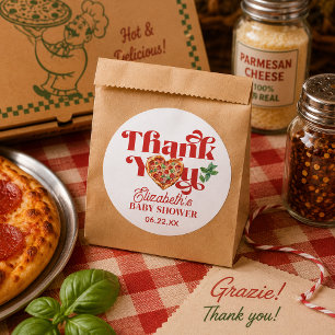 Red White Pizza Themed Classic Round Sticker