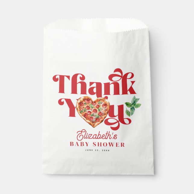 Red White Pizza Themed  Favour Bags (Front)