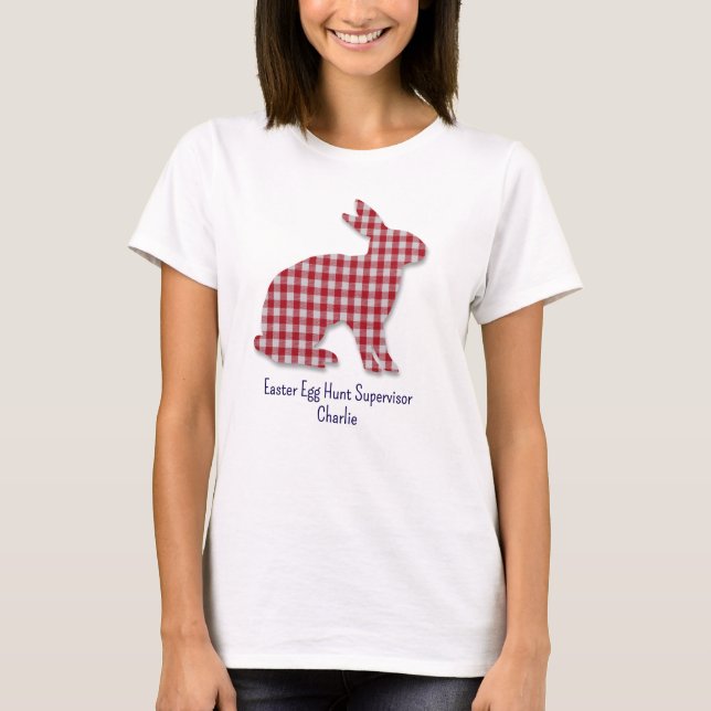 Red & White Plaid Bunny Silhouette Easter Women's T-Shirt (Front)