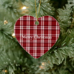 Red White Plaid Ceramic Tree Decoration