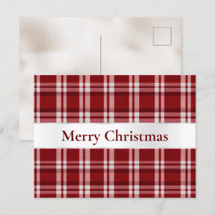 Red White Plaid Christmas Postcard