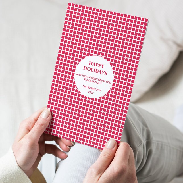 Red & White Plaid Gingham Happy Holiday (Creator Uploaded)