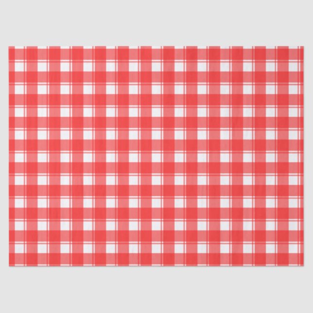 Red White Plaid Pattern Tissue Paper (Front)