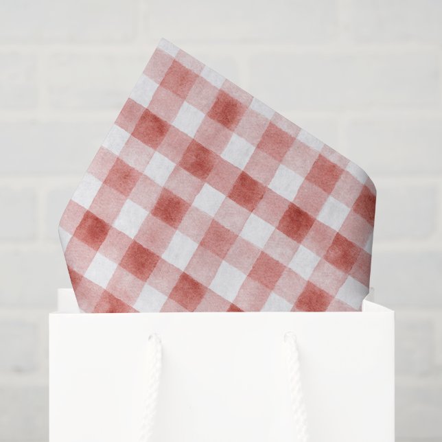Red White Plaid Stripes Birthday Tissue Paper (Gift Bag)