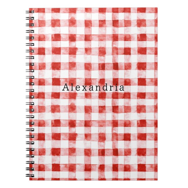 Red White Plaid Stripes  Notebook (Front)