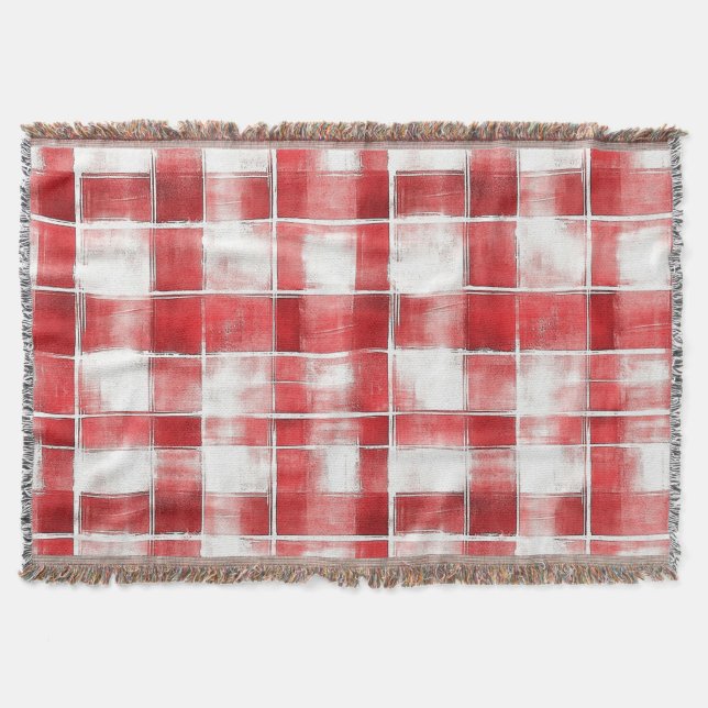 Red White Plaid Stripes   Throw Blanket (Front)
