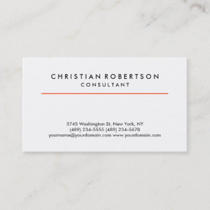 Red White Plain Modern Consultant Business Card