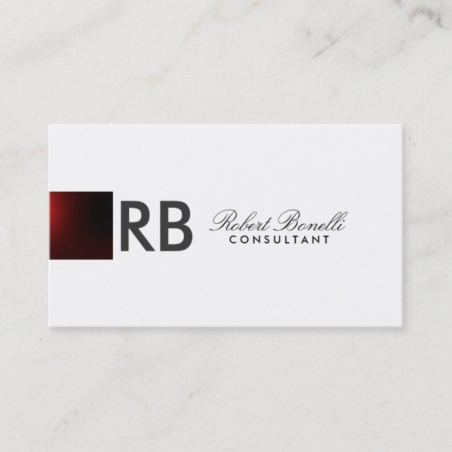 Red White Plain Modern Consultant Business Card (Front)